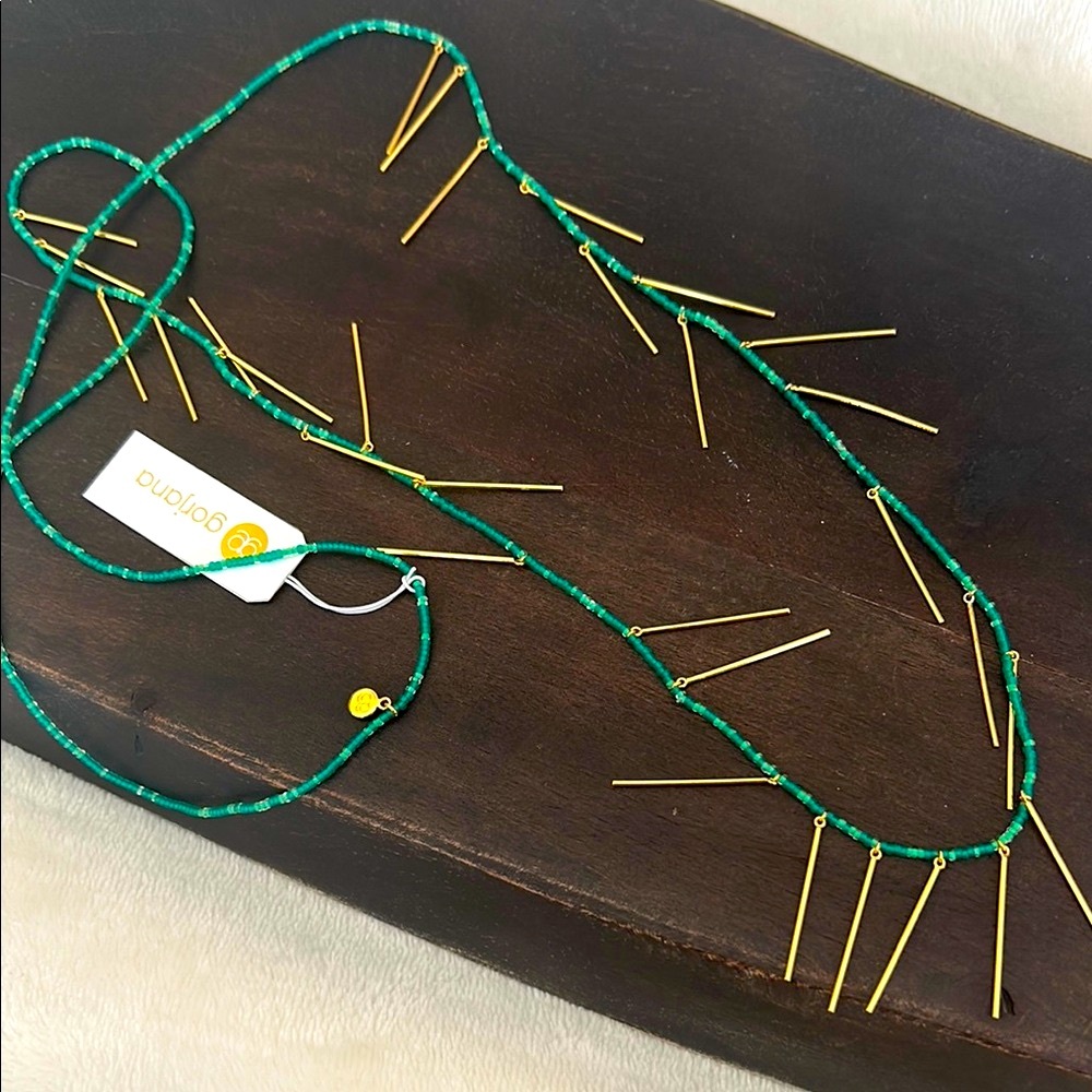 Gorjana beaded Necklace with gold and teal